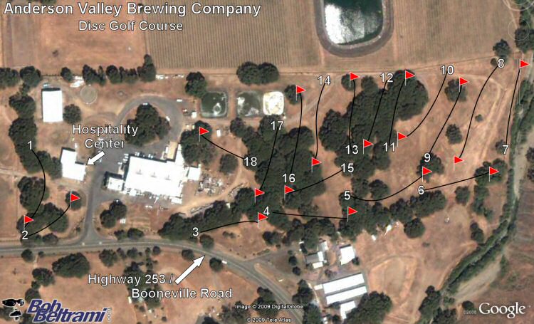 Map of Anderson Valley Brewing Company Disc Golf Course
