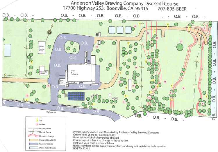 Official Map of Anderson Valley Brewing Company Disc Golf Course