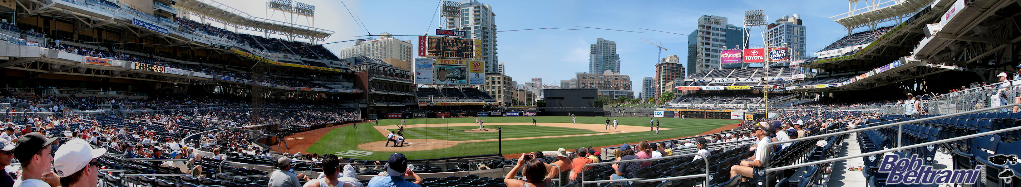 A panoramic photograph of Petco PArk in San Diego - for visitors with css off