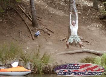 Braden and the rope swing at the Lake