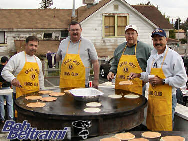 Pancake cooks at the grill