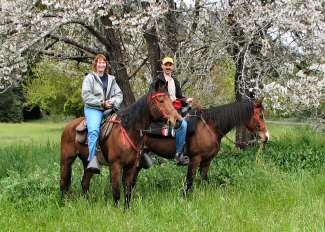 Trish and I horseback riding